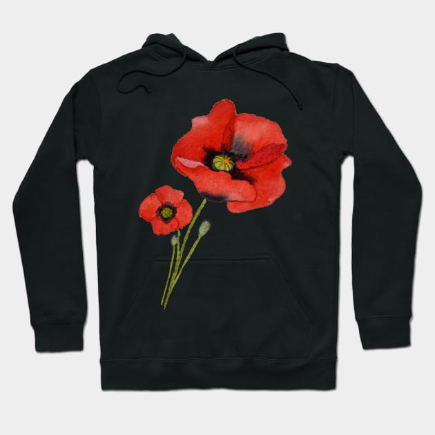 Watercolour Poppies Hoodie by Kirsty Topps